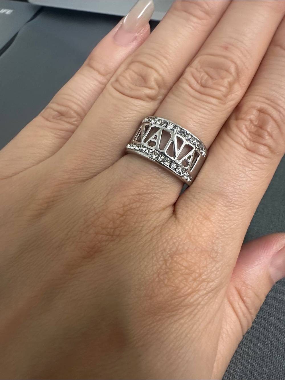 Crown-Style Silver Rhinestone Band Ring - Picture 3 of 3